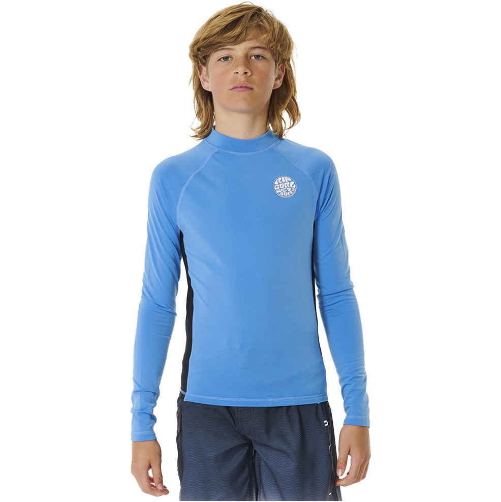 2026 Rip Curl Junior Icons UV Brushed Long Sleeve Lycra Vest 11YBRV - Blue Gum